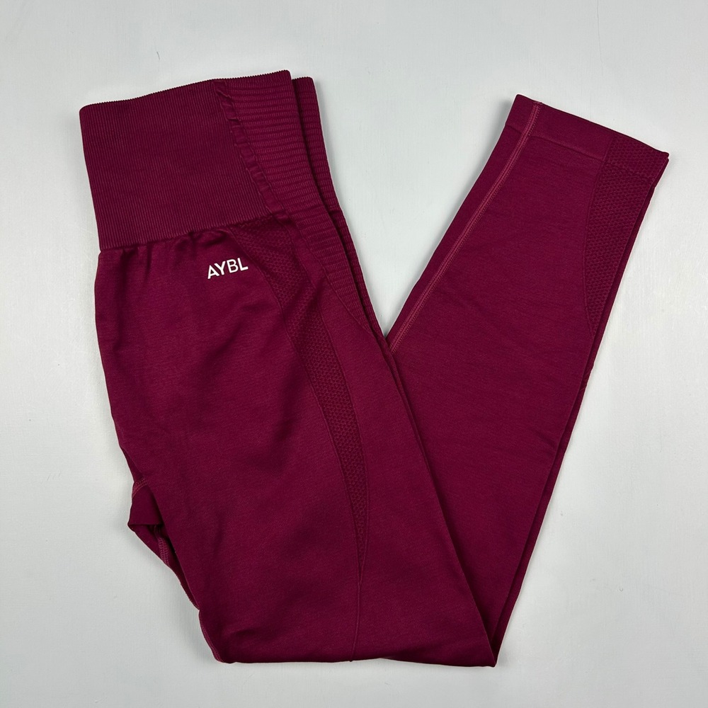AYBL Balance V2 Seamless Leggings Burgundy High Waisted Workout Yoga Small
